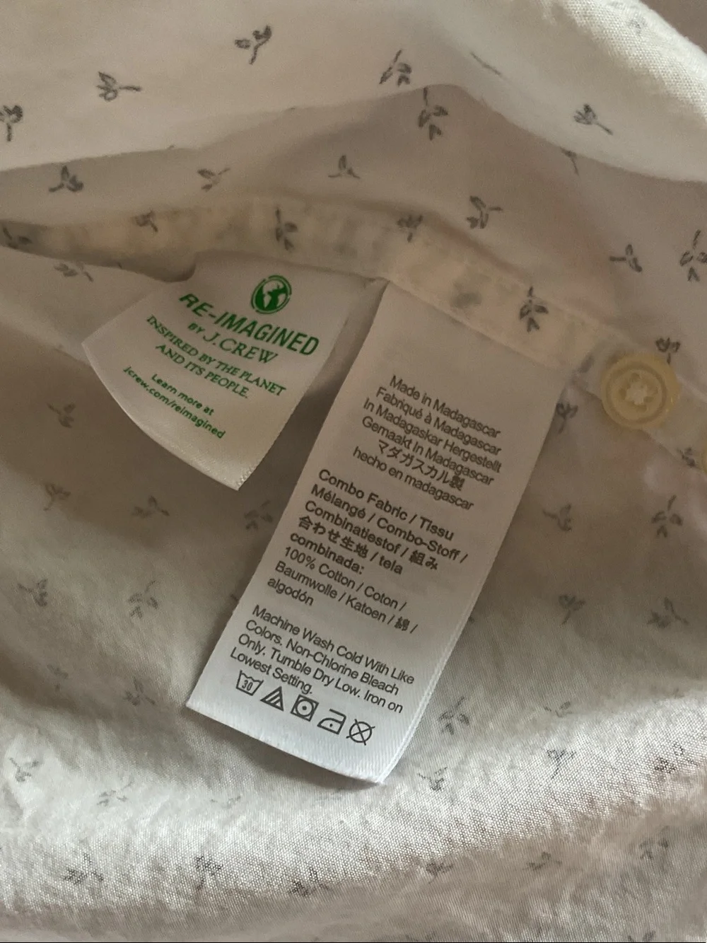 J. Crew Men's White Micro-Anchor Button-Down Shirt